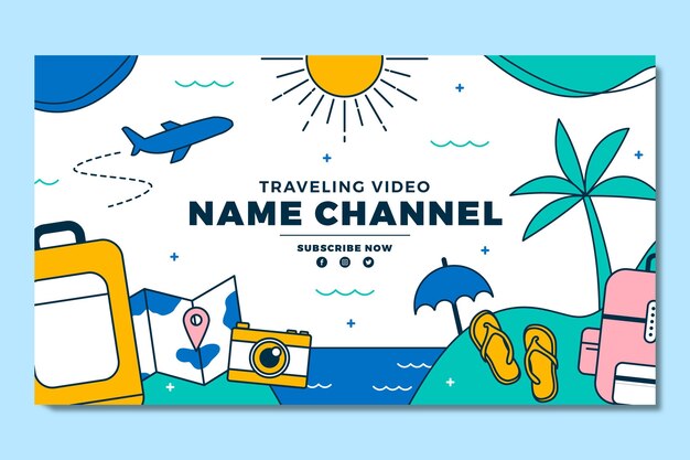 Arte do canal do YouTube de aventura plana linear