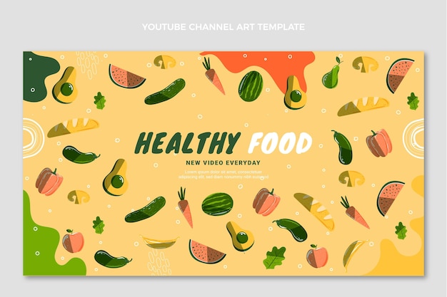 Arte do canal do youtube de comida desenhada à mão