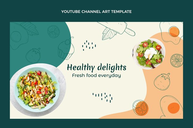 Arte do canal do youtube de comida desenhada à mão