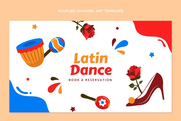 Arte do canal do youtube de festa de dança latina plana