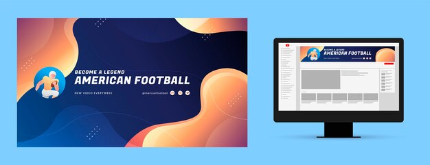 Arte do canal do youtube de futebol americano gradiente