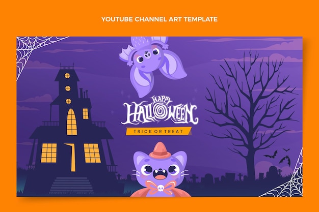 Vetor grátis arte do canal do youtube de halloween desenhada à mão