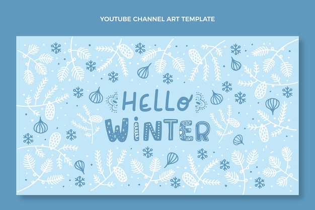 Vetor grátis arte do canal do youtube de inverno desenhada à mão