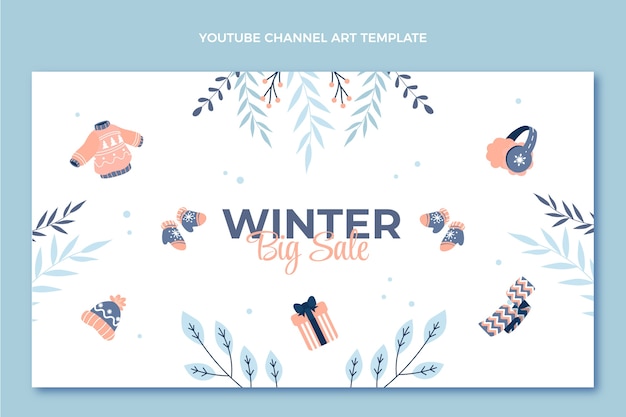 Arte do canal do youtube de inverno plano