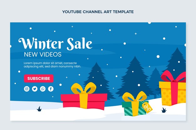 Arte do canal do youtube de inverno plano