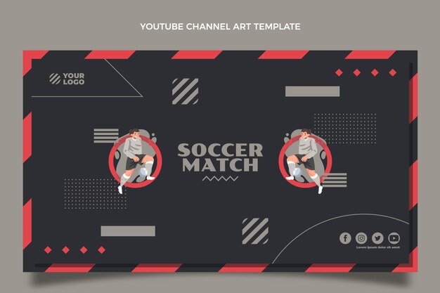 Arte do canal do youtube de partida de futebol desenhada à mão