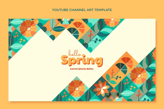 Vetor grátis arte do canal do youtube de primavera plana