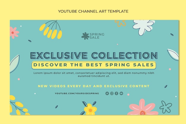 Arte do canal do youtube de primavera plana