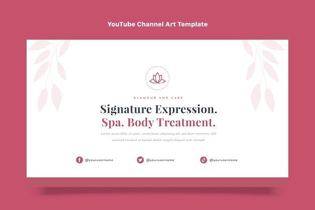 Arte do canal do youtube de tratamento de spa de design plano