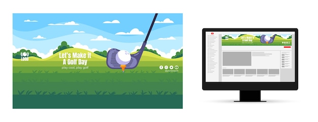 Vetor grátis arte do canal do youtube do clube de golfe desenhado à mão