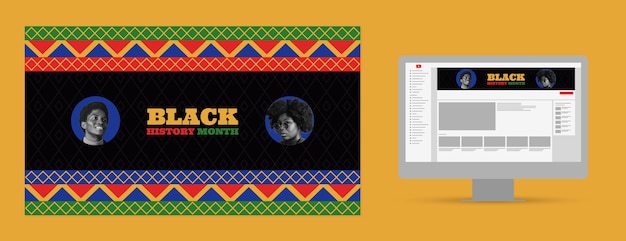 Vetor grátis arte do canal do youtube do mês da história negra plana