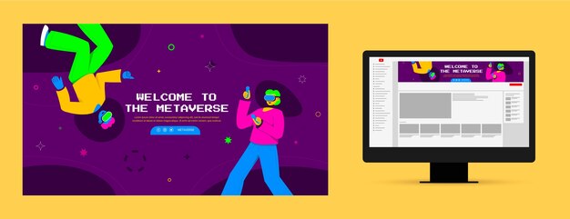 Arte do canal do youtube do metaverso plano