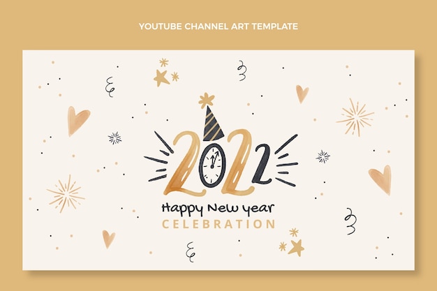 Arte do canal do youtube em aquarela de ano novo