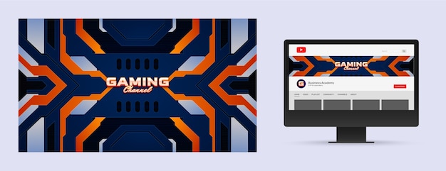 Vetor grátis arte do canal do youtube em gradient gaming