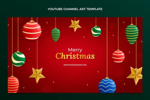 Arte do canal do YouTube em gradiente de natal