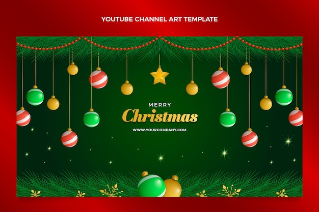 Arte do canal do YouTube em gradiente de natal