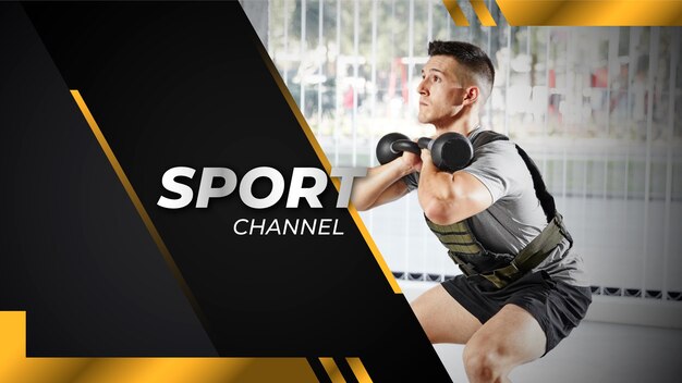 Arte do canal do youtube em gradiente esportivo