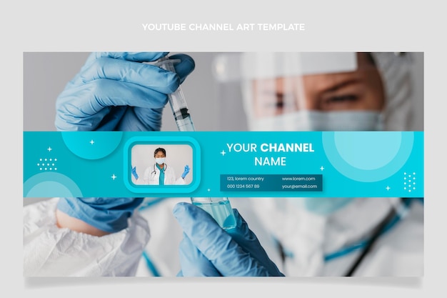 Arte do canal do youtube médico em gradiente