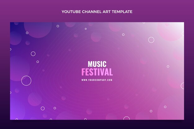 Arte do canal do youtube no festival de música colorida gradiente