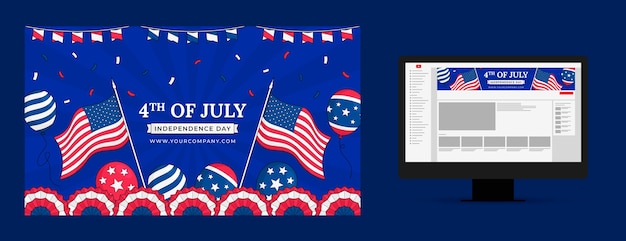Arte do canal do youtube para a celebração americana de 4 de julho