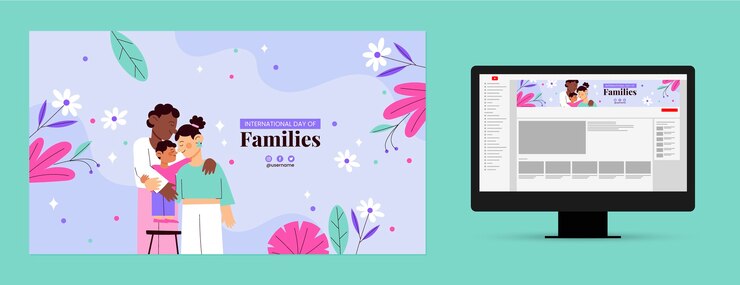 Vetor grátis arte do canal do youtube para o dia internacional das famílias