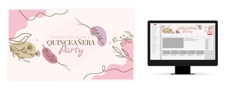 Vetor grátis arte do canal do youtube quinceanera desenhada à mão