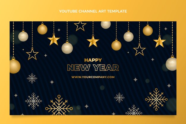 Arte gradiente do canal do youtube de ano novo