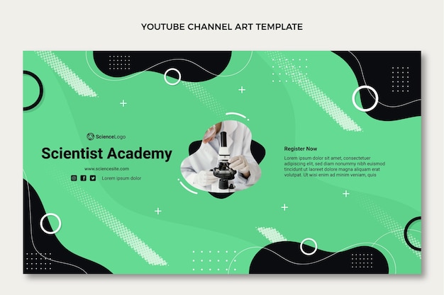 Vetor grátis arte plana do canal do youtube de ciência