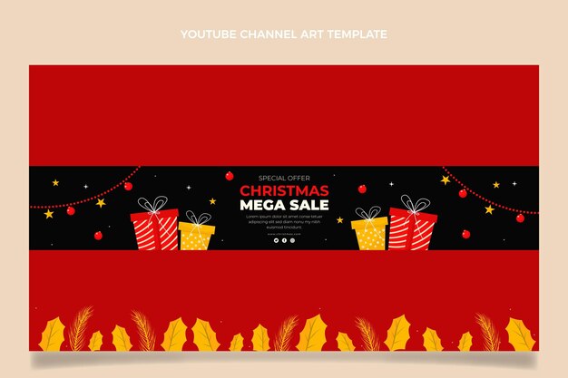 Arte plana do canal do youtube de natal