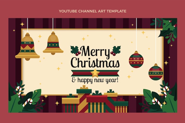 Arte plana do canal do youtube de natal