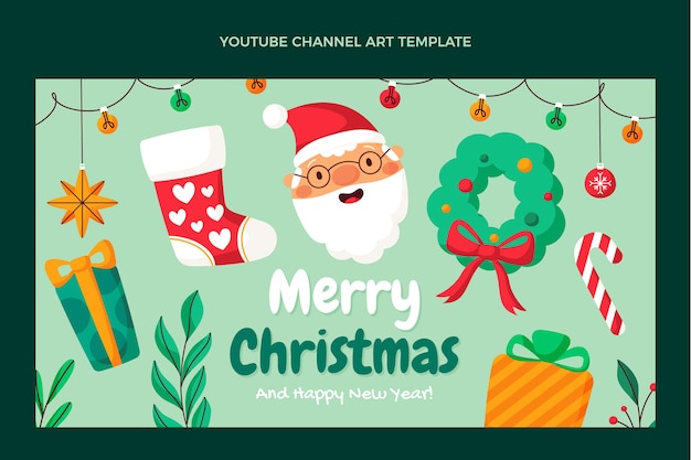 Arte plana do canal do youtube desenhada à mão