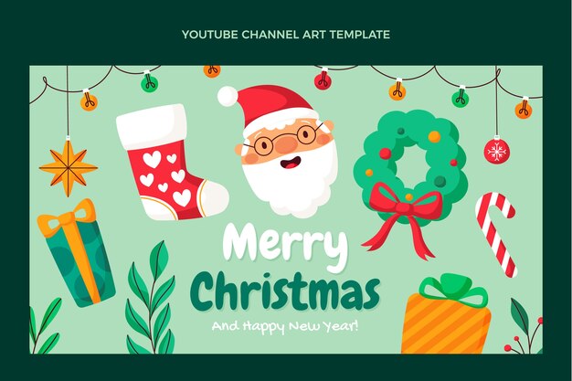 Arte plana do canal do youtube desenhada à mão