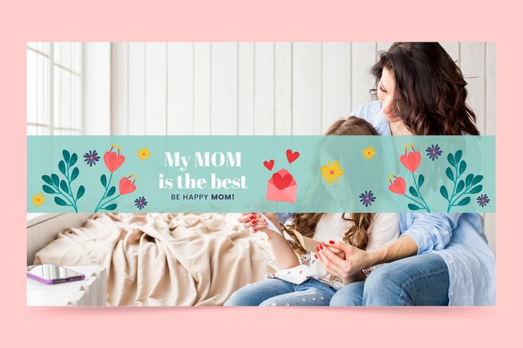 Vetor grátis arte plana do canal do youtube do dia das mães