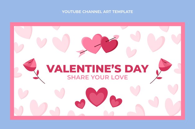 Arte plana do canal do youtube do dia dos namorados