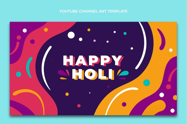 Vetor grátis arte plana do canal do youtube holi