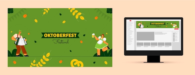 Vetor grátis arte plana do canal do youtube oktoberfest