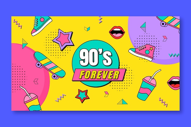 Arte plana nostálgica do canal do youtube dos anos 90