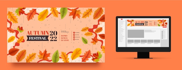 Vetor grátis arte realista do canal do youtube de outono