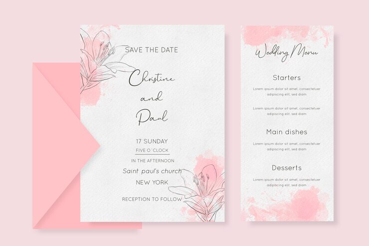 Vetor grátis artigos de papelaria para casamento em aquarela com flores