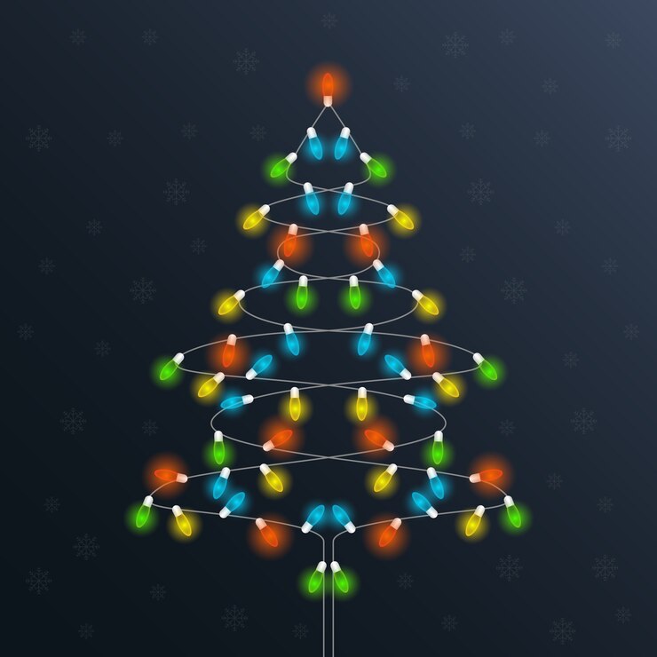 Vetor grátis árvore de natal feita de lâmpadas