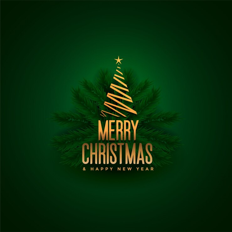 Vetor grátis árvore de natal feliz elegante e folhas verdes