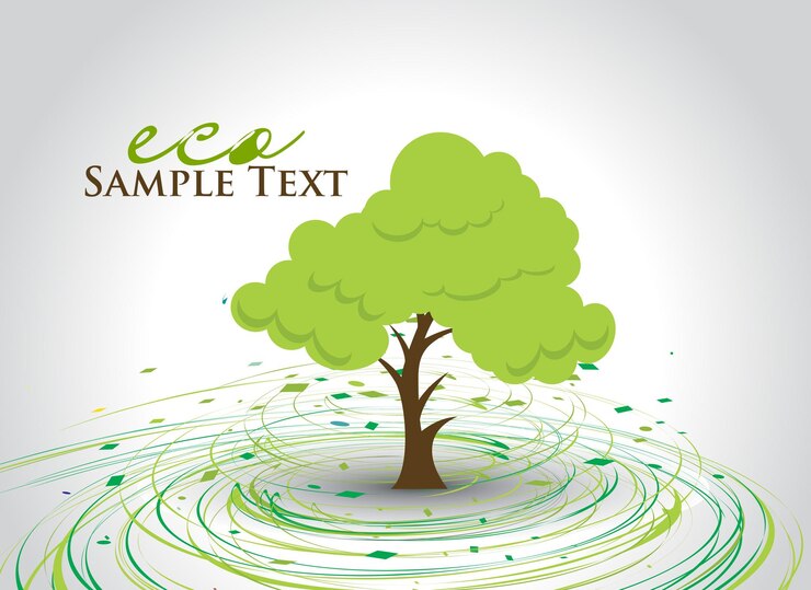 Vetor grátis árvore verde sobre fundo ecológico com espaço de ilustração vetorial de texto