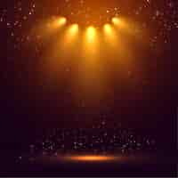 Vetor grátis as luzes do palco iluminam o fundo brilhante