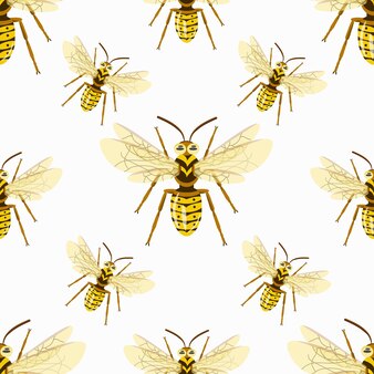 As vespas padrão, um inseto listrado com asas, extraem mel, vivem em um apiário