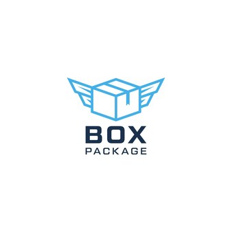 Asas de entrega de pacote de caixa com estilo de arte de linha