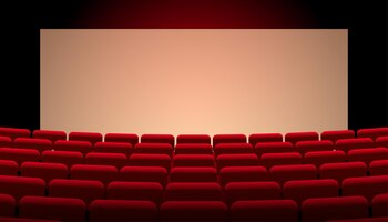 Assentos de teatro de cinema vermelho com tela de água