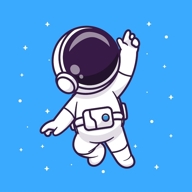 Astronauta bonito flutuando no espaço ilustração do ícone do vetor dos desenhos animados ícone da tecnologia da ciência isolado