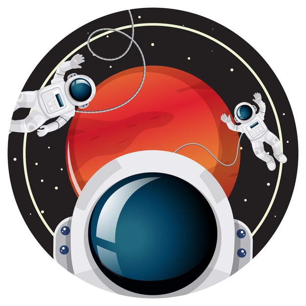 Astronauta no distintivo de espaço em fundo branco