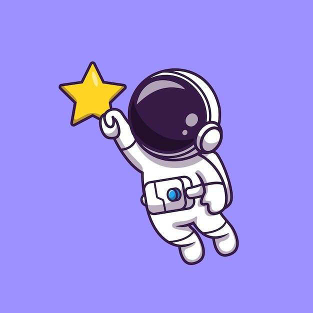 Vetor grátis astronauta voando e segurando estrela