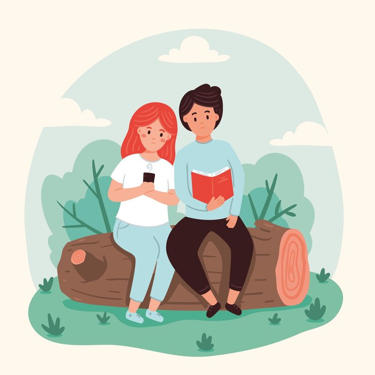 Vetor grátis atividades ao ar livre com leitura